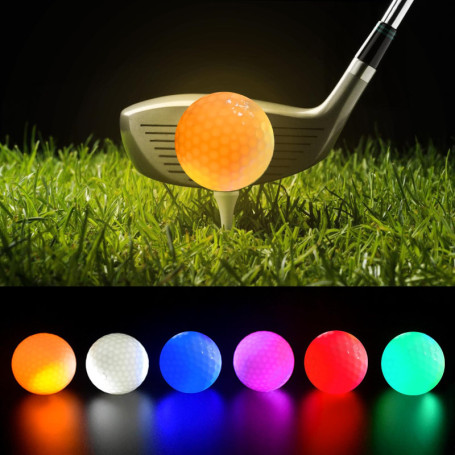 BORDEAG Lot de 6 balles de golf lumineuses à LED multicolores - Balles de golf lumineuses - Idéales pour l'entraînement de nuit