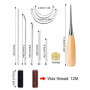 11pcs Cuir D'Outils de Couture Kit,Kit De Couture Cuir,Ensemble d'outils de Couture à la Main,avec Fil Ciré,Poinçon de Perçage e