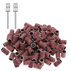 luoshaPUCY 100Pcs Embouts de Ponceuse Manchons Accessoire de Manucure, #180 Grain Bandes de Ponçage pour Manucure Pédicure (2*Fo