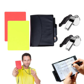 Olakin Set D'Arbitrage Football, Carton Arbitre Footballde Cartons Rouge et Jaune, avec Carnets Scores Crayon et 2 Sifflets en A