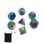 DollaTek 7PCS Metal Dice Set DND Game Polyhedral Solid Metal D&D Dice Set avec Sac de Rangement et Alliage de Zinc avec émail po