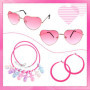 GADITIEK Lot de 4 tenues des années 90 et 80 pour femme, fête à thème, lunettes de soleil en forme de cœur, tenue de fête de Maj