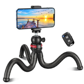 CIRYCASE Trepied Smartphone, Rotatif à 360° Flexible Mini Trépied Support pour Appareil Photo avec Télécommande Bluetooth, Perch