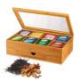 LPAMABA Boîte à Thé en Bambou avec Tiroirs 8 Compartiments Grille 8.5 * 6.8CM Boîte à Sachet de Thé Boîte à Thé Hermétique Boîte
