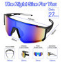 Ghazpmuk 2 Pièces Lunettes de Soleil, Lunette de Cyclisme Polarisées, Lunette de Soleil Sport Polarisée, Lunettes de Vélo, Prote