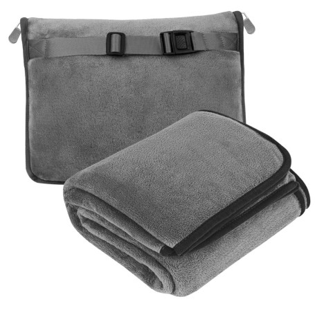 WIYETY Couverture de Voyage 2 en 1 - Coussin Transformable Portable Avec Fixation de Valise - Pour Bureau, Avion, Affaires - Ult