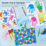 Shuttle Art Peinture au Doigt, 33 Pièces Kit de Peinture au Doigt Enfant Lavable(10 Couleurs*60ML) avec Pinceau, Tampon, Éponge,