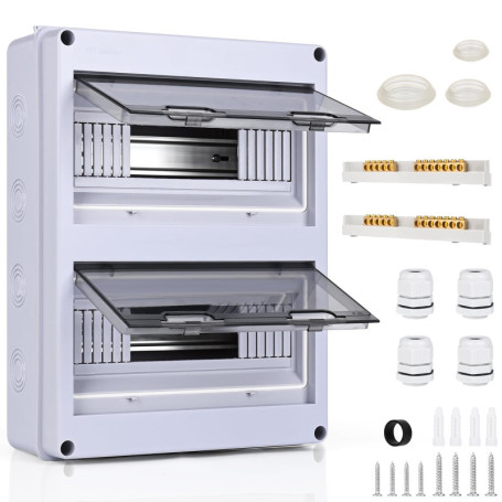 Weinsamkeit Coffret Electrique Etanche, Tableau Electrique avec 2 Rangées 24 Modules, Coffret de Répartition avec Bornes en Lait