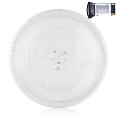 WinGluge Plateau Micro Onde 24.5cm, Assiette Tournante en Verre Type Y pour Micro-ondes, Plateau Tournant pour Micro Ondes et Po