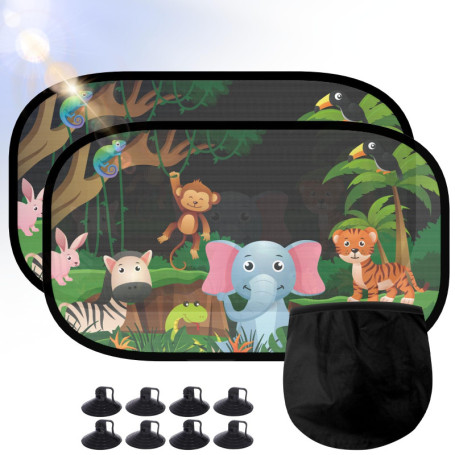 FERRGIA 2 Pièces Pare-Soleil Voiture Bébé,Protection UV Sombre & Facile à Installer,Design Mignon pour Enfants,Pare-Soleil Auto 