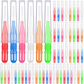 Vautvis 60 Brossettes Interdentaire, Brossette Interdentaires Brosse Dentaire Portable avec Couvercle, Brosses Outil De Nettoyag