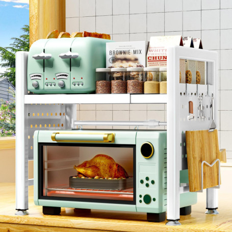 BBLTIFF Etagere Micro Onde, 2 Niveaux Support de Four à Micro-Ondes Extensible 40-65cm, Support Micro Onde, Etagere Cuisine, ave