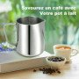 Pichet Mousseur à Lait pour Machine à Café,Pichet à Lait en Acier Inox 304 de 350 ml/12 oz,Accessoires de Barista en Métal pour 