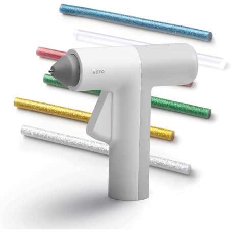 HOTO Pistolet à Colle Chaude sans Fil, Hot Glue Gun 30S Chauffage Rapide, avec 10 Bâtons de Colle, Recharge de Type-C, 2000mAh, 