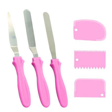3 spatules en acier inoxydable pour glaçage et 3 grattoirs en plastique pour gâteaux, poignée antidérapante, ensemble d'ustensil