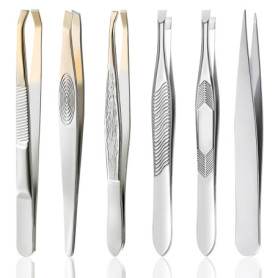 6 Pièces Pince à épiler Professionnelle, Pincettes en Acier Inoxydable pour Sourcil, Pince à Épiler de précision pour Enlèvement
