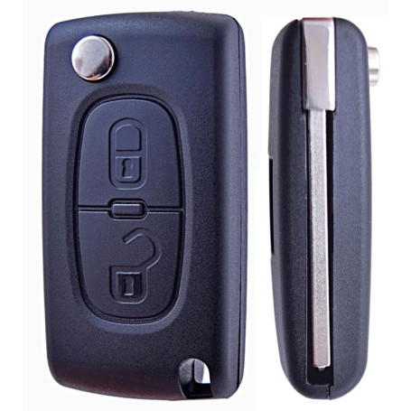 ANGOFIZ Coque Clé Pliable 2 Boutons CE0523 Lame VA2 Compatible avec Peugeot 207 307 307S 308 407 408 3 607 807 2BT 3008 5008 Par