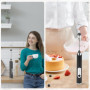Weinsamkeit Mousseur à Lait USB Rechargeable, Mousseur a Lait Électrique avec 3 Têtes d'Agitation, Mini Fouet 3 Vitesses Réglabl