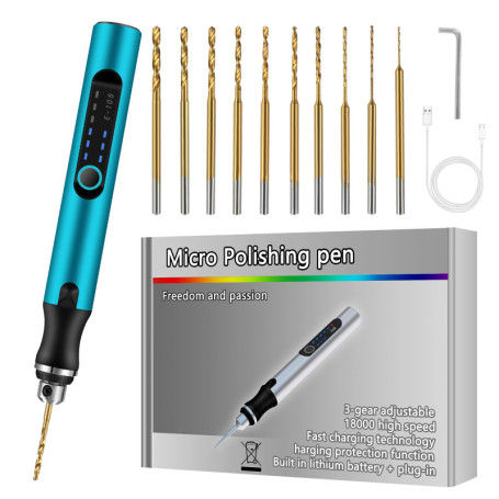 Mini Stylo Perceuse Électrique, Mini Perceuse Électrique à 3 Vitesses, Mini Perceuse Électrique Manuelle, Avec 10 Petits Forets,