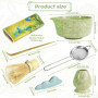 Set de Matcha Japonais (7pcs),bol matcha avec bec verseur,Fouet en bambou, support à fouet, cuillère à café, support à cuillère 
