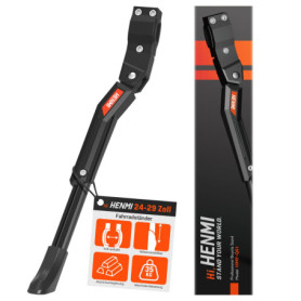 HENMI Béquille de vélo de 24 à 29 pouces, réglable en hauteur, béquille latérale antidérapante, béquille stable pour VTT, vélo d