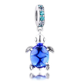 As shown in figure 2022 été Bleu en Verre de Murano Tortue de mer balancent Perle 925 Argent Bricolage Convient pour Original Pa