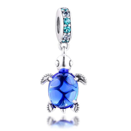 As shown in figure 2022 été Bleu en Verre de Murano Tortue de mer balancent Perle 925 Argent Bricolage Convient pour Original Pa