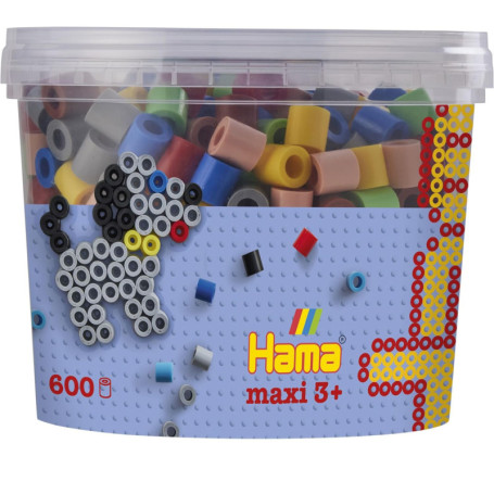 Hama - 8573 - Loisirs Créatifs - Pot 600 Perles à Repasser - Taille Maxi - Mix 7 Couleurs