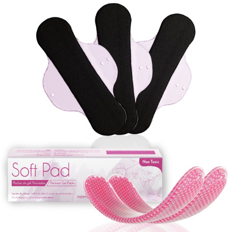 Soft Pad 2 Poches de Gel Post-Partum | livrées avec 3 housses lavables en forme de serviette | Grossesse, post accouchement, hém