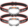 Gritin Lampe Frontale, [Lot de 2] Torche Frontale LED Puissante, 3 Modes d'éclairage, Réglable et Léger, IPX5 Étanche pour Cours