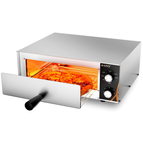 DULNICE Four à pizza électrique 1500W avec minuterie de 30 minutes, Four à Pizza Professionnelle en Acier Inoxydable
