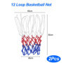 Lectorias Lot de 2 Filet Basket en Polyester, Filet de Basketball Amovible 12 Boucles, tricolores Rechange Filet Panier Basket-B