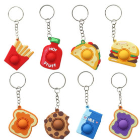 Steemjoey 8 Porte-clés Enfants, Porte Clef Enfant Mini Push Fidget, Porte-clés Snack Anti-stress pour Enfants Autistes, Jouet po
