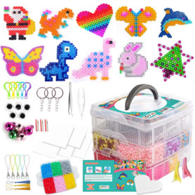 Dazhtu Kit De Perles à Repasser, 10800 Perles De 5mm Avec Boîte De Rangement, plaques De Per les à Repasser, guide d'utilisation