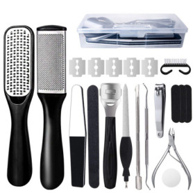 Kit de pédicure 20 pièces, kit de pédicure professionnel, lime à pied en acier inoxydable, enlève la peau dure et morte et le ki