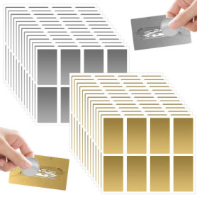 208 Pièces Autocollant à Gratter, 42 x 23 mm Cartes à Gratter, Cartes Étiquette Rectangle, Scratch Card Sticker, Étiquettes à Gr