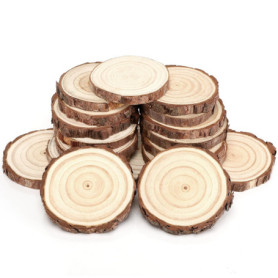 LUZIYUN 18 Pcs Rondin De Bois Naturel 8-10cm Sans Trou, Tranches De Bois Brut 10mm, Disques Ronds Pour Bricolage, Décoration Mar