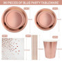 AMJKEJI Vaisselle Jetable Or Rose pour 24 Invités - Assiettes, Gobelets, Pailles, Serviettes en Papier pour Anniversaire, Noël, 