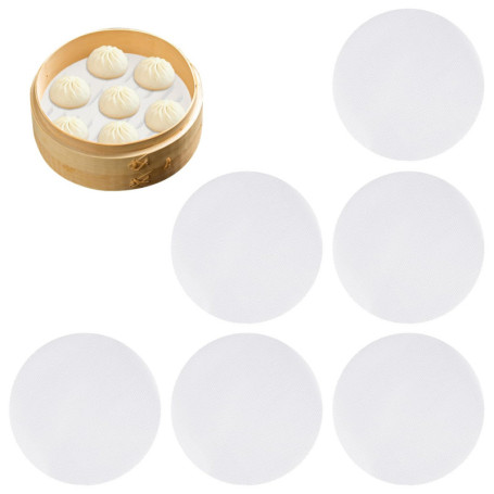 KSBBHDS Lot de 6 tapis de cuisson vapeur, papier vapeur en bambou, tapis en silicone, cuiseur vapeur en silicone, papier de cuis