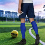 SKHAOVS 4 Paires Chaussettes de Football Enfant, Chaussette Foot Bleues pour Garçons Filles, Chaussettes Hautes de Sports Chauss