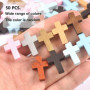 CHENNAN 50 Pcs Pendentif Croix En Bois Minni Croix en bois crucifix Croix Breloques Croix Bois Perles DIY Mini Croix Charmes Cro