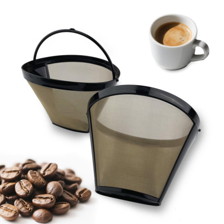 VELLUSTRA 2 PCS Filtre à Café Réutilisable Taille 4, Filtre a Cafe en Acier Inoxydable pour Faire du Café Manuel Filtre Café Per