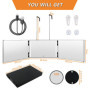 MXTIMWAN Miroir 360 Degrés, Miroir 360°Coiffure, Miroir 3 Faces Barbier Pliable & Réglable, Miroir 360° Coiffure Homme, Miroir B