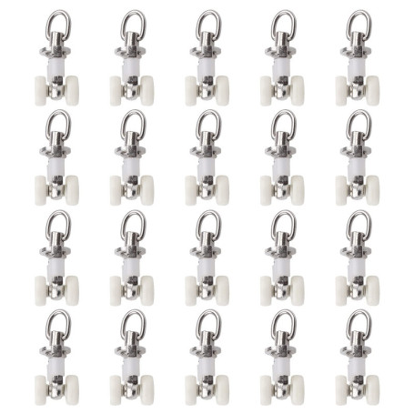 PETSOLA 20 Pièces Rouleaux de Rail Planeur de Voie de Rideau Plastique Twin à roulettes en Alliage d'aluminium