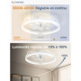 ZMISHIBO Ventilateur de Plafond avec Lumière et Télécommande, 52,5 cm, Température de Couleur Réglable 3000-6000K, Ventilateur L