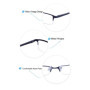 JoXiGo Lunettes Anti Lumière Bleue Homme Rectangulaire Demi-Cadre Montures de Lunettes de Vue Métalliques Frame Lens Transparent