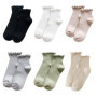 YSJCHEBS 6 Paires De Chaussettes Courtes Agaric, Chaussettes À Volants, Chaussettes À Volants Noires Pour Femmes, Chaussettes De