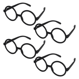 TYFGRT Lot De 4 Lunettes pour Enfants, Lunettes À Monture Ronde, Lunettes sans Verres, Accessoires De Lunettes De Déguisement, A