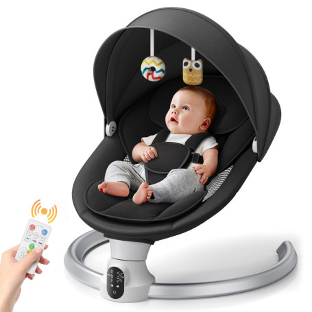 Transat Bebe Electrique,Helangel Balancelle avec Télécommande et Wireless Berceau Electrique Bebe avec Harnais de sécurité 5 Poi