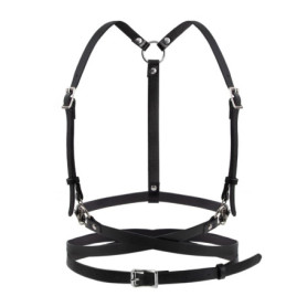 Berkelen Punk Taille Harnais Ceinture en Cuir pour Femmes Filles, Noir Corps Poitrine Chaîne Goth Gilet Ceinture Réglable Bijoux